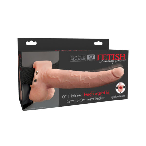 FF Recharg 9in HollowStrapOn Balls Beige