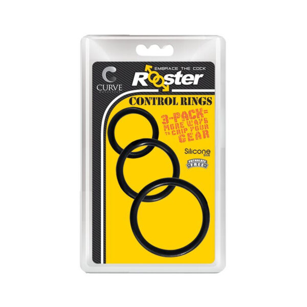 Rooster Control Rings Cockring 3pk Blk