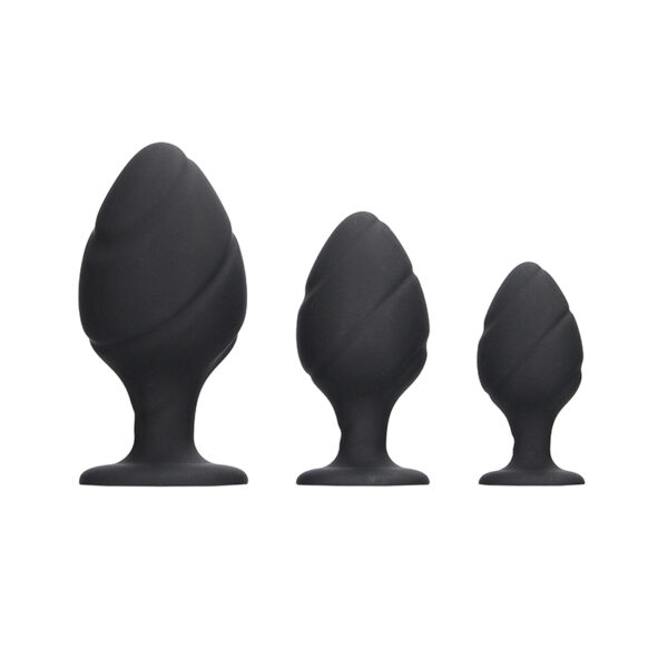 Ouch 3Pc Swirled Anal Plug Set Black