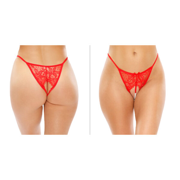 FL Calla CrotchlessPearlPanty Red LXL