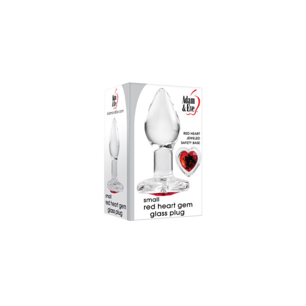 A&E Glass Anal Plug Red Gem Heart Small