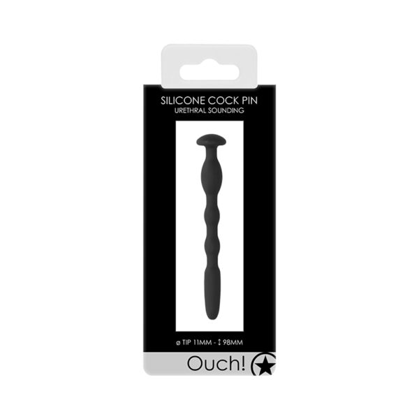 Ouch Urethral Sndng SilCockPin Blk 11mm