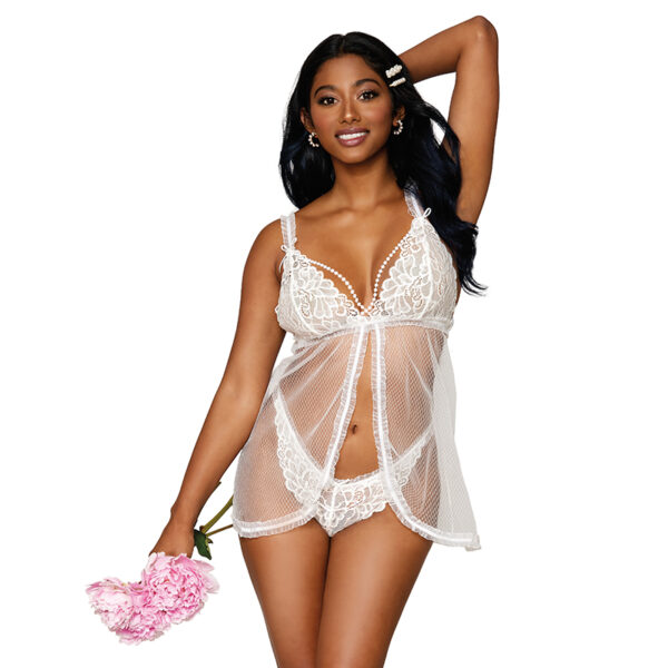 DG Babydoll & Pearl G-String White OS