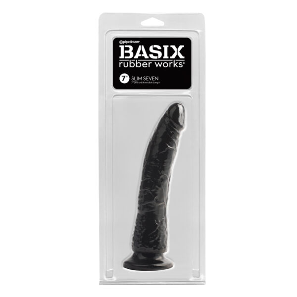 PD Basix Slim 7in Dildo w/Suction Black