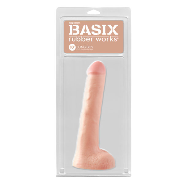 PD Basix Long Boy 10in Dildo Balls Beige