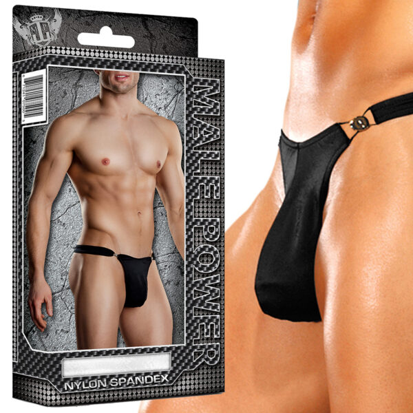 MP Nylon Spandex Bong Clip Thong Blk SM