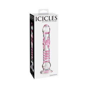 Icicles #6 8.5in Glass Dildo Pink/Clear