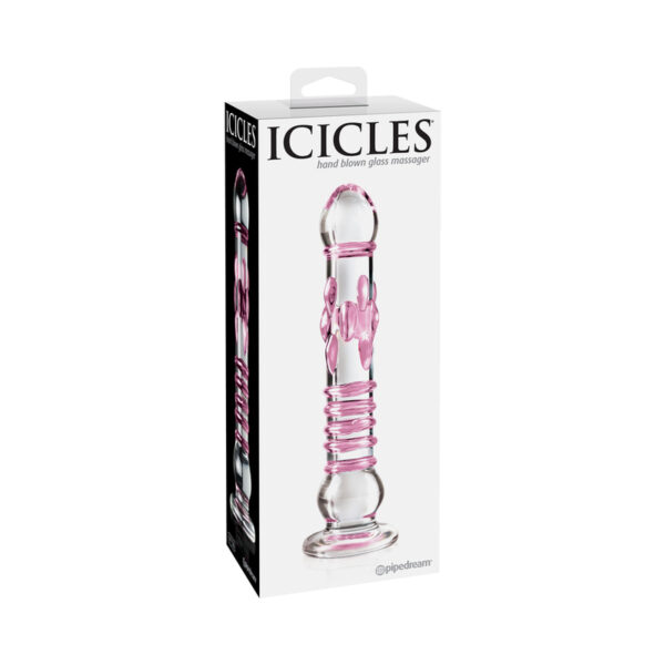 Icicles #6 8.5in Glass Dildo Pink/Clear
