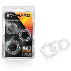 Stay Hard Beaded Cockrings 3pc Set Clear