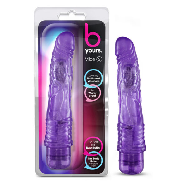 B Yours Vibe 2 Dildo 9in Vibrating Pur