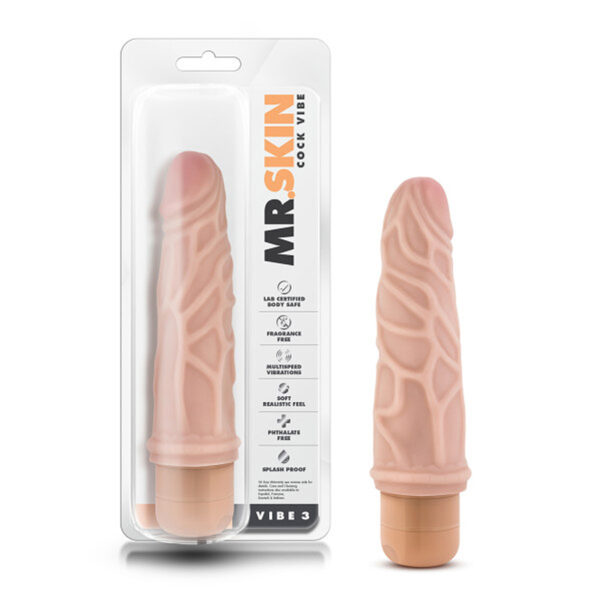 Dr. Skin Vibe 3 Dildo 7.25in Vibr Beige