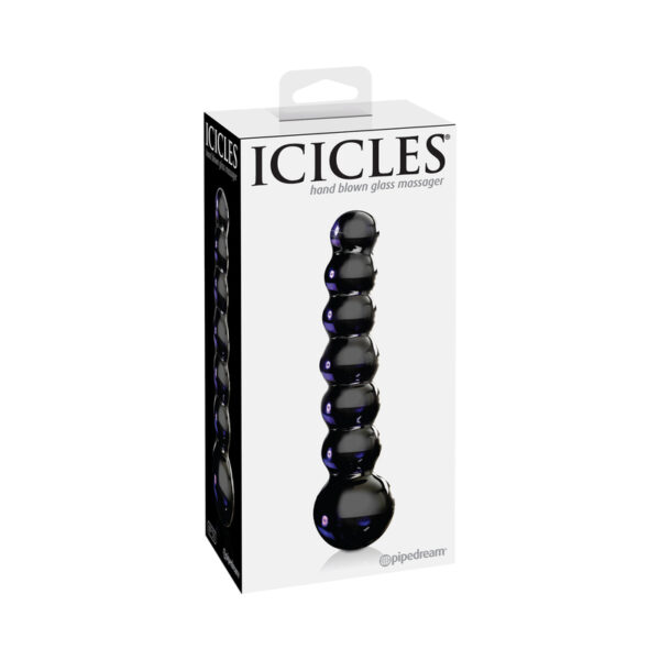 Icicles #51 6.25in Glass Dildo Black