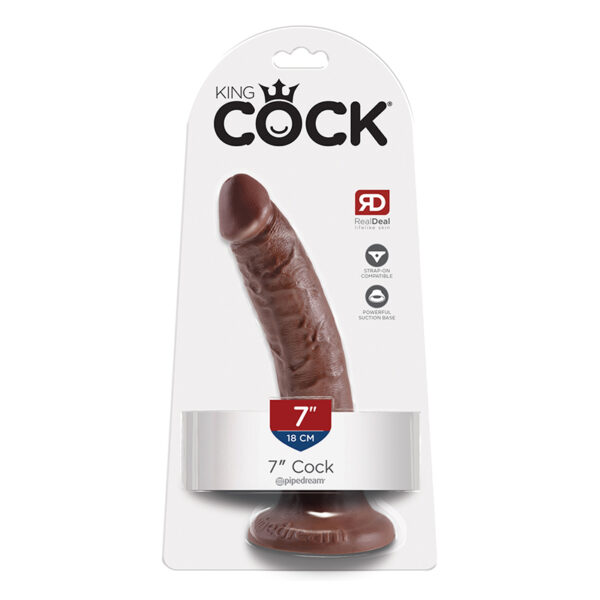 King Cock 7in Cock w/ Suction Cup Brown