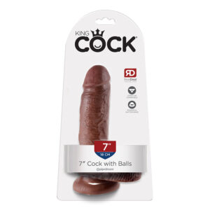 King Cock 7in Cock w/ Balls Brown