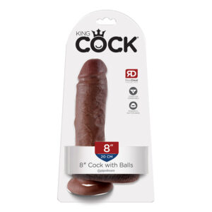 King Cock 8in Cock w/ Balls Brown