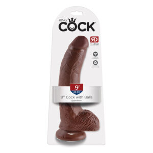 King Cock 9in Cock w/ Balls Brown