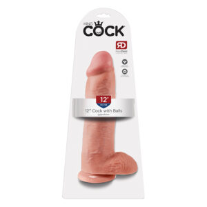 King Cock 12in Cock w/ Balls Beige