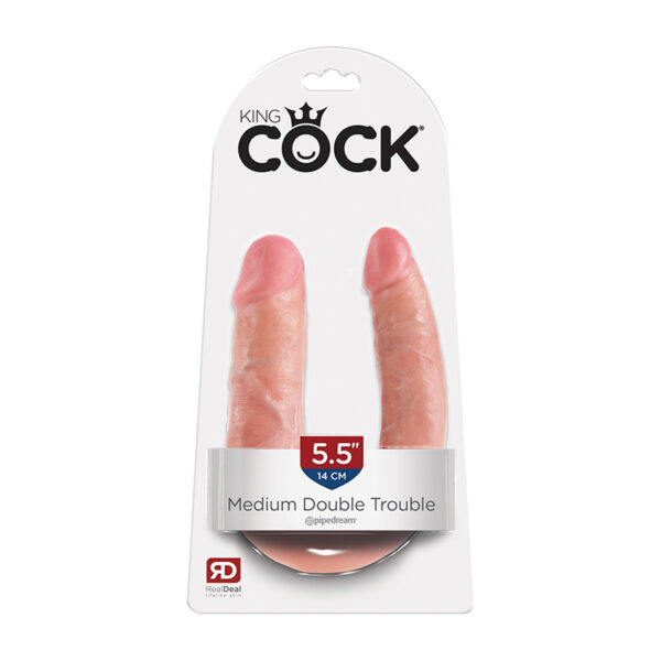 King Cock Double Trouble 5.5in Beige Med
