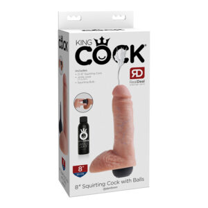 King Cock 8in Squirting Cock Balls Beige