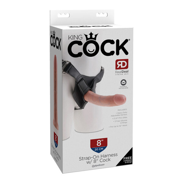 King Cock Strap-On 8in Cock Beige