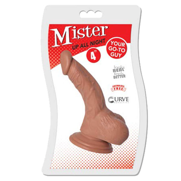 Mister Up All Night 4in Dildo Balls Tan