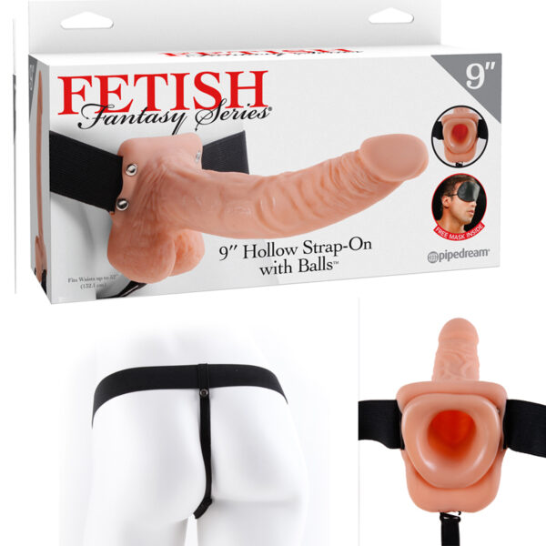 FF 9in Hollow Strap-On w/Balls Light