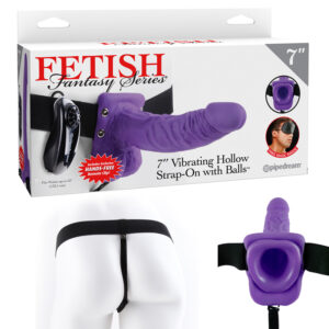 FF 7in Vibr Hollow Strap-On w/Balls Pur