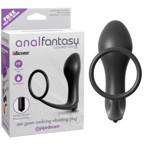 AFC Ass-Gasm Vibr Cockring & Plug Blk