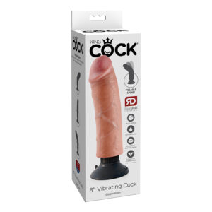 King Cock 8in Vibrating Cock Beige