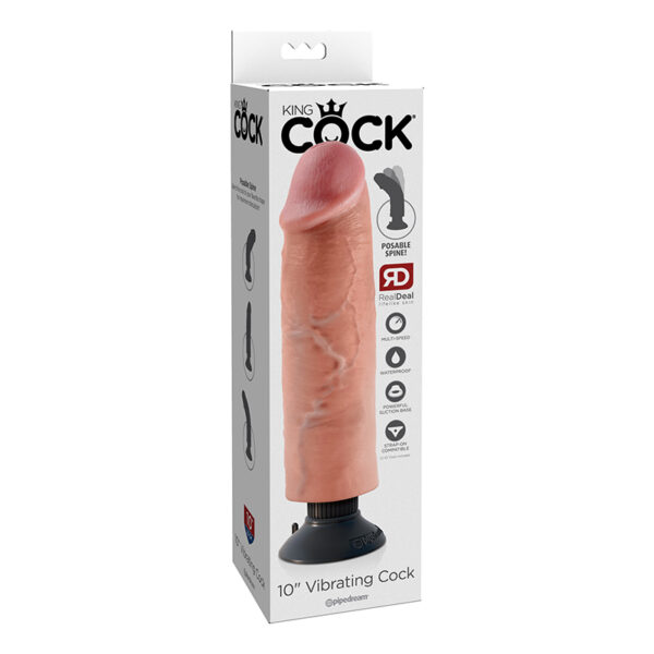 King Cock 10in Vibrating Cock Beige