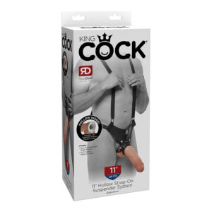 King Cock 11in Hollow Strap-On Beige
