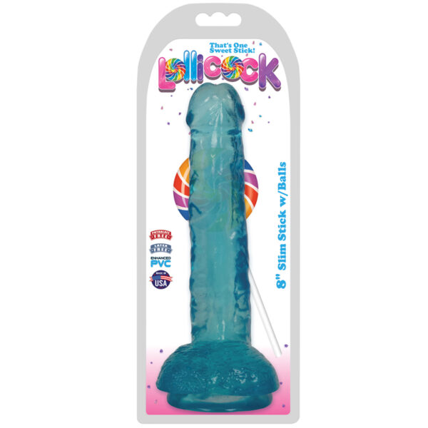 Lollicock Slim Stick 8in w/Balls Berry