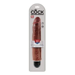 King Cock 10in Vibrating Stiffy Brown