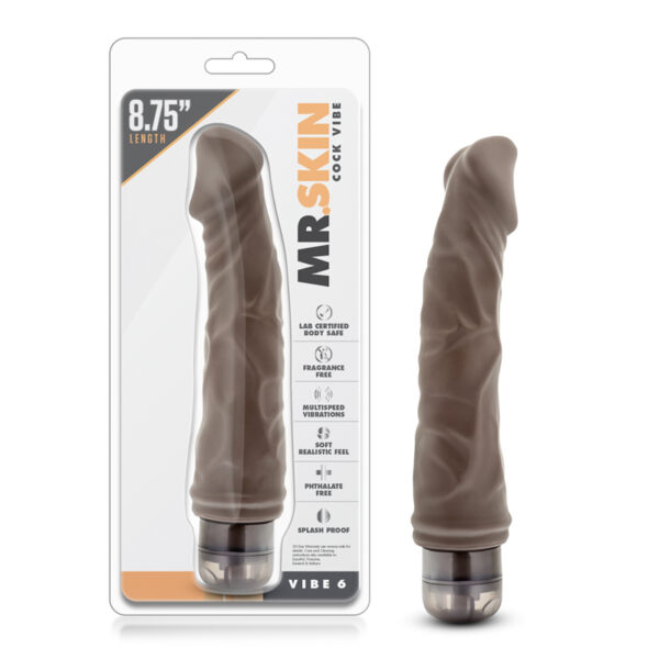Dr. Skin Vibe 6 Dildo 8.75in Vibrat Brn
