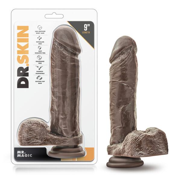 Dr. Skin Mr. Magic 9in Dildo w/Balls Brn
