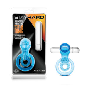 Stay Hard 10 Func Vibr Tongue Ring Blue