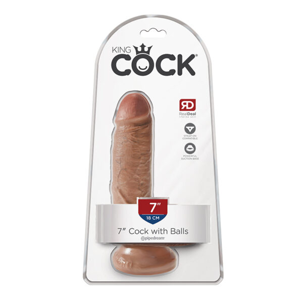 King Cock 7in Cock w/ Balls Tan