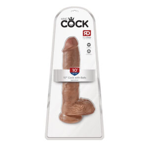 King Cock 10in Cock w/ Balls Tan