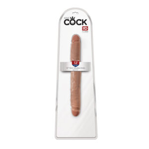 King Cock 12in Slim Double Dildo Tan