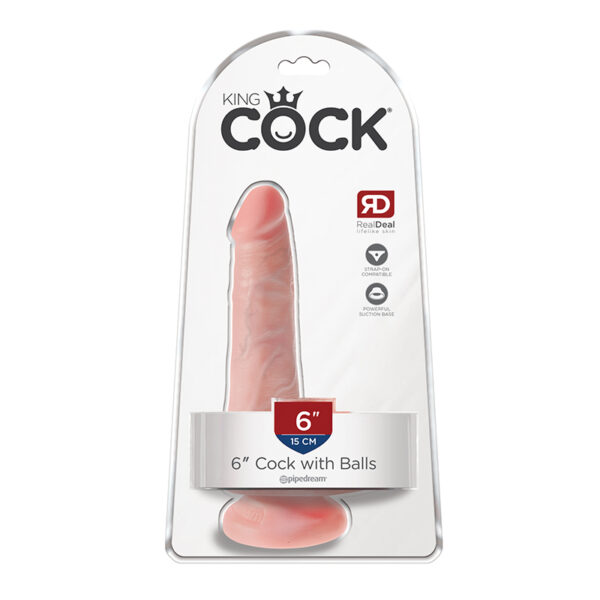 King Cock 6in Cock w/ Balls Beige