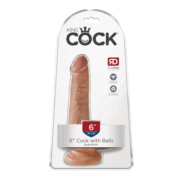 King Cock 6in Cock w/ Balls Tan