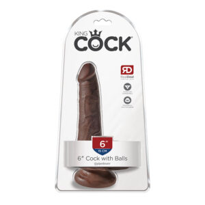 King Cock 6in Cock w/ Balls Brown