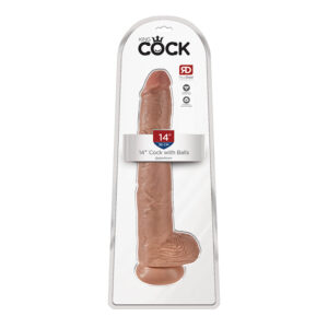 King Cock 14in Cock w/ Balls Tan