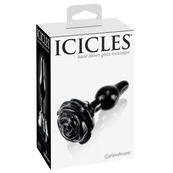 Icicles #77 Glass Plug Rose Base Black