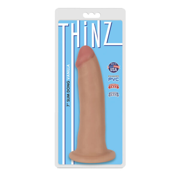 Thinz 7in Slim Dildo w/Suction Cup Beige