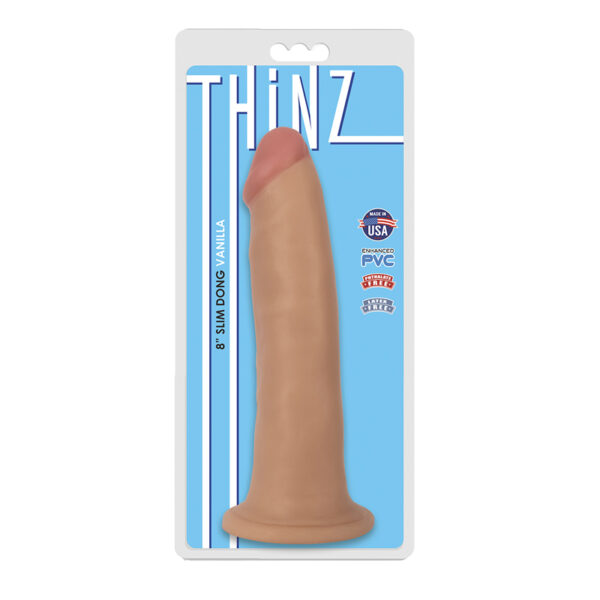 Thinz 8in Slim Dildo w/Suction Cup Beige