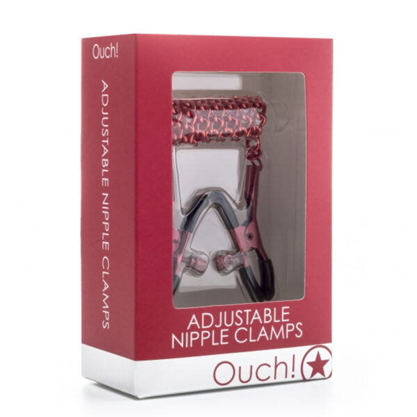 Ouch Adjustable NipClamps W/Chain Red