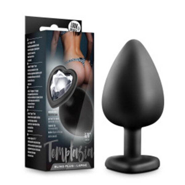 Temptasia Bling Plug Heart Gem Large Blk