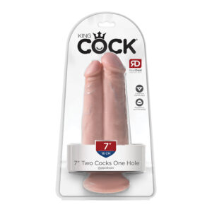 King Cock 7in Two Cocks One Hole Beige