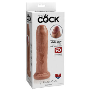 King Cock 7in Uncut Cock Foreskin Tan